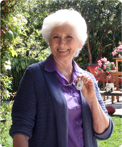 old lady with lifealert product